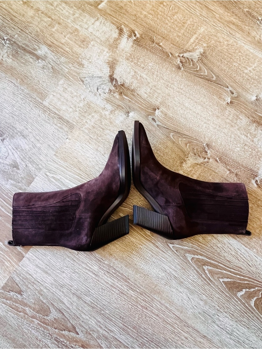 Sam Edelman Manday Chocolate Brown Suede Pointed Booties Size 8.5 Western Cowboy - Picture 6 of 8